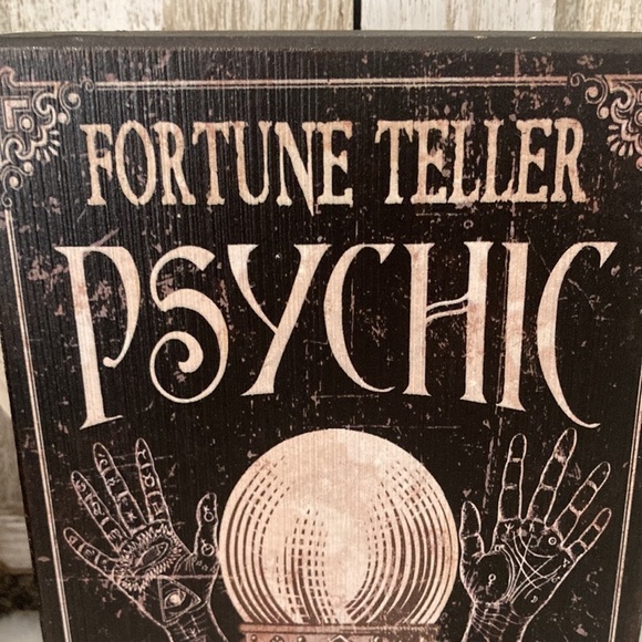 COPY - Distressed Wooden Halloween Fortune Teller Psychic Tabletop Decor - Picture 2 of 6